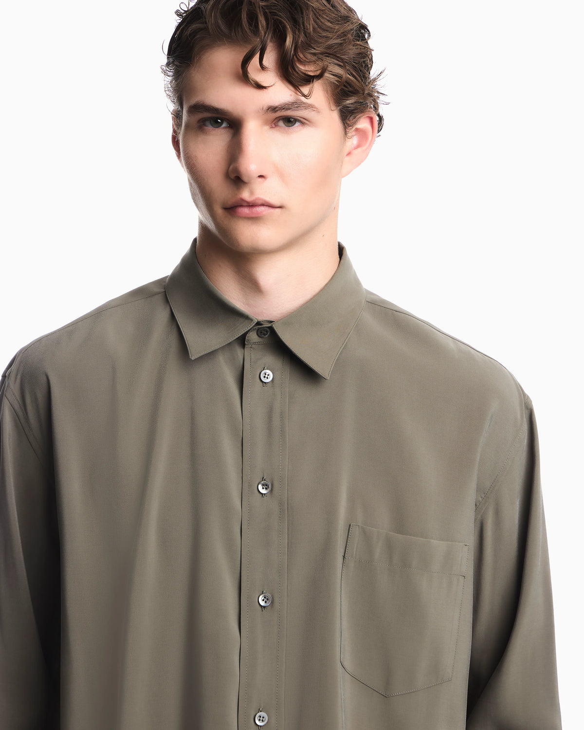 Viscose long-sleeve shirt with a chest pocket
