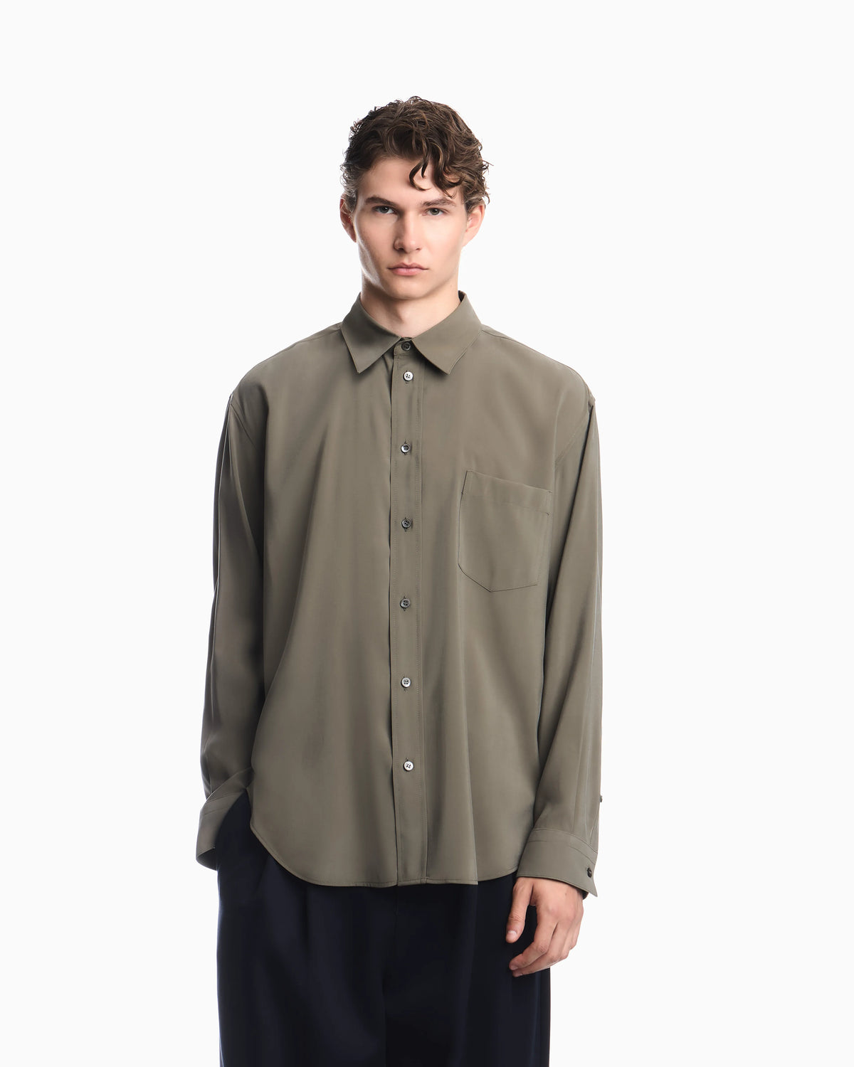 Viscose long-sleeve shirt with a chest pocket