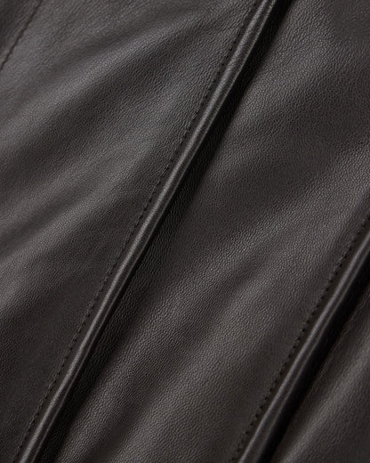 Cropped nappa leather blouson jacket with a stand collar