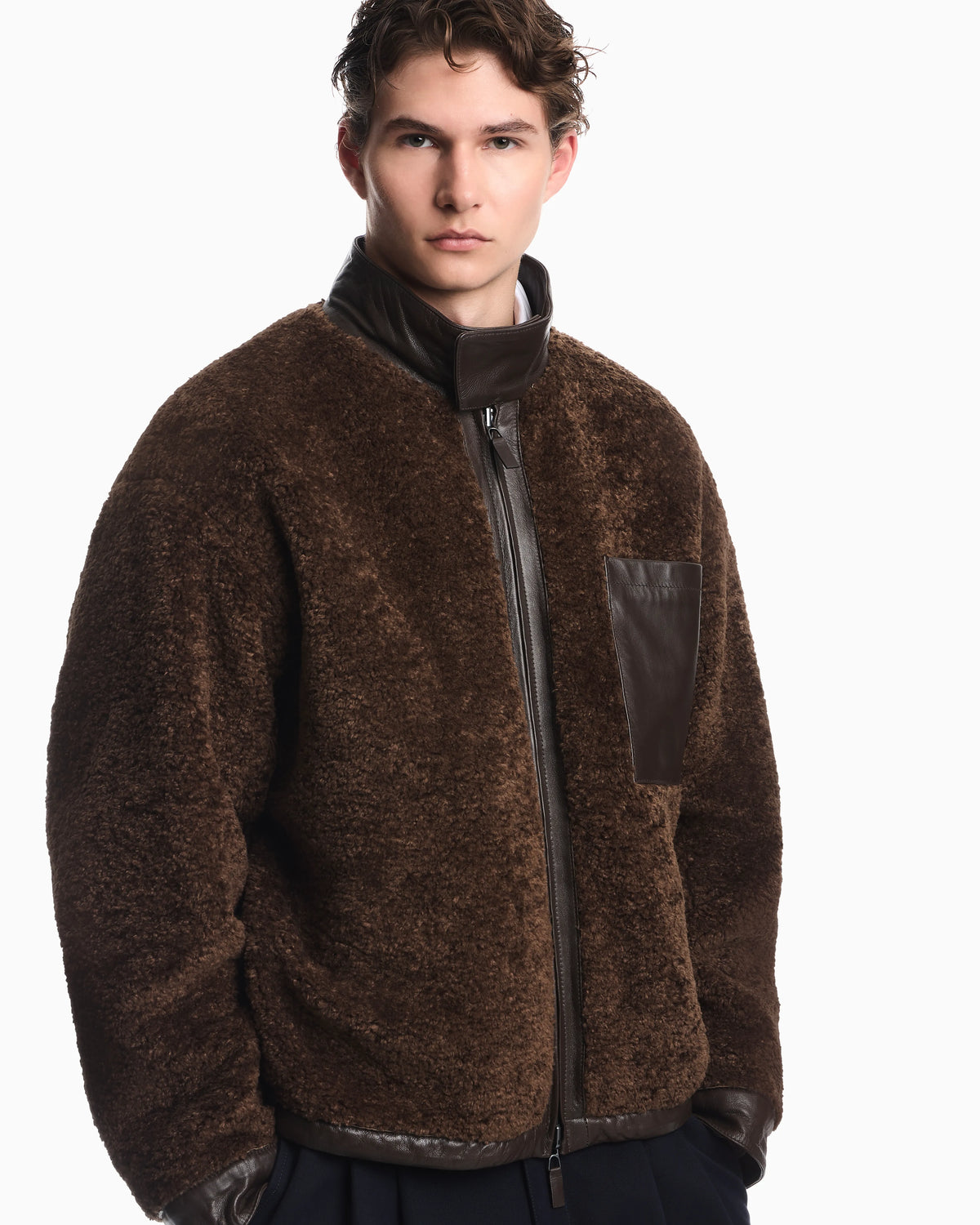 Reversible blouson jacket in nappa leather and faux fur