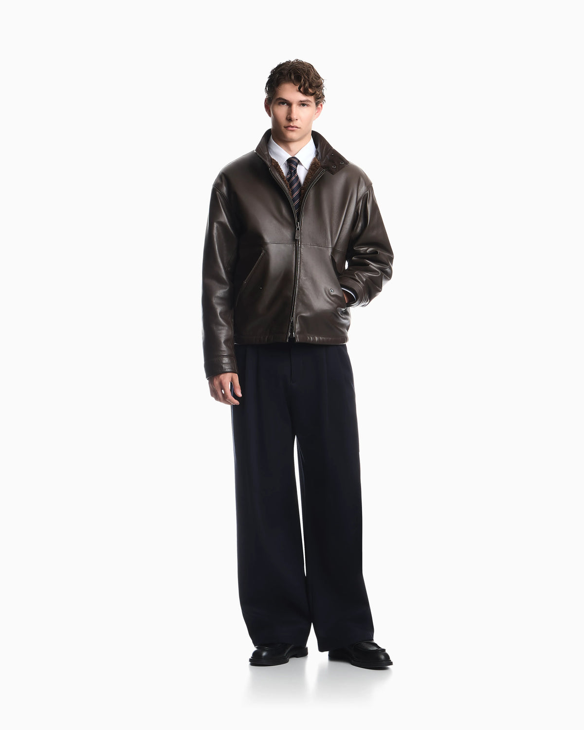 Reversible blouson jacket in nappa leather and faux fur