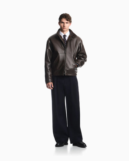 Reversible blouson jacket in nappa leather and faux fur