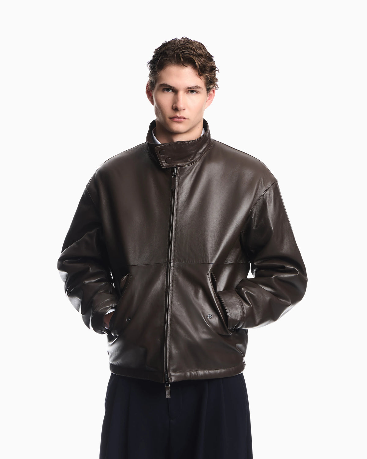 Reversible blouson jacket in nappa leather and faux fur