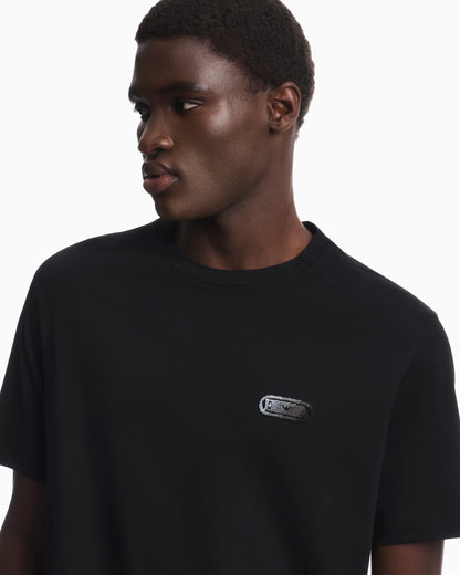 Jersey T-shirt with raised soft-touch logo