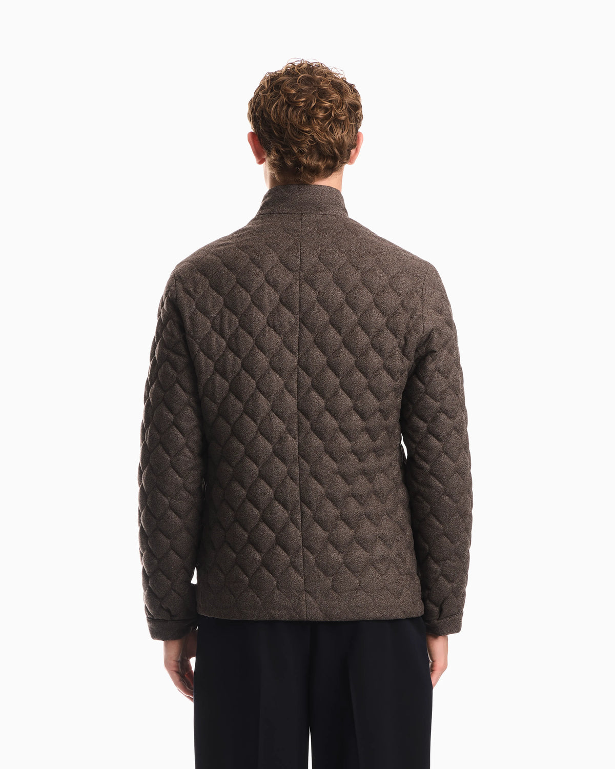 Blouson jacket in quilted virgin wool with stand up collar