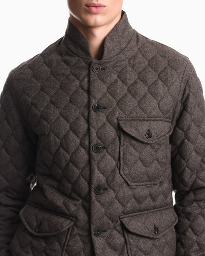 Blouson jacket in quilted virgin wool with stand up collar