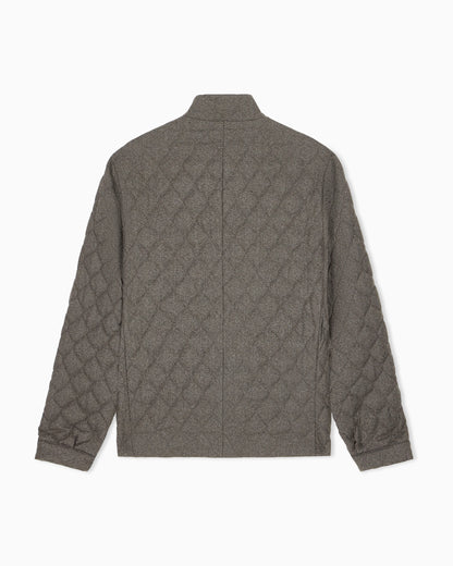 Blouson jacket in quilted virgin wool with stand up collar