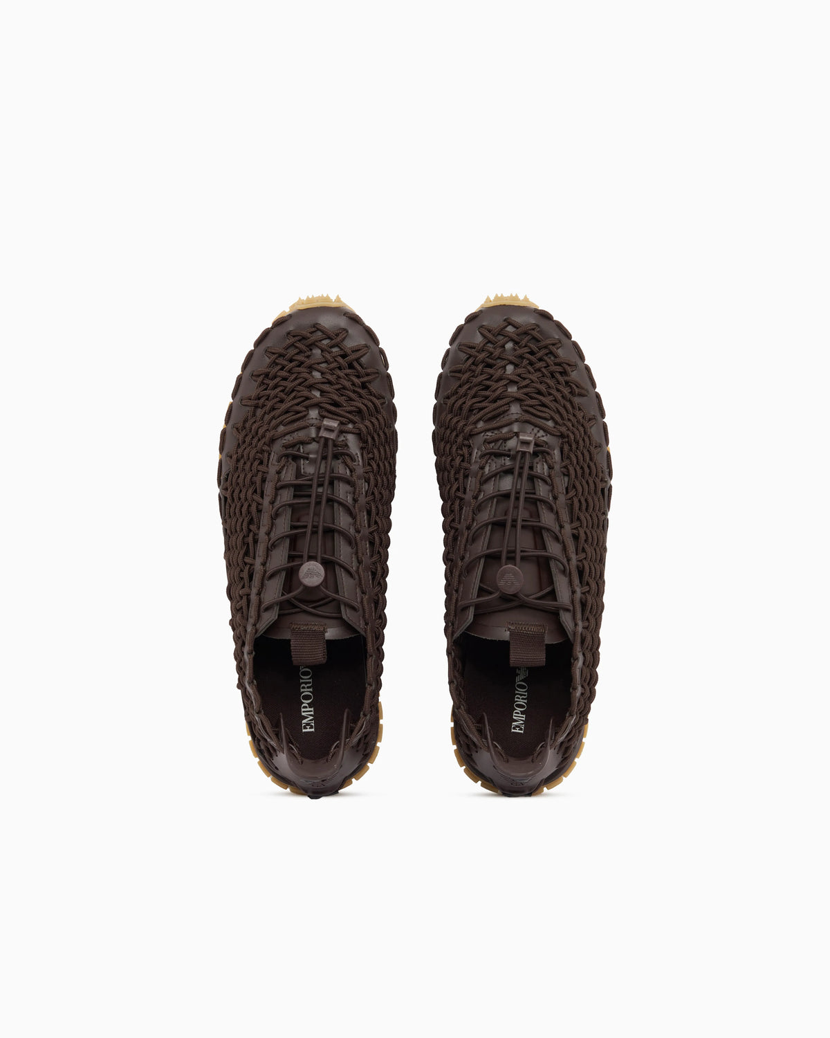 Sneakers with woven design and rugged rubber sole