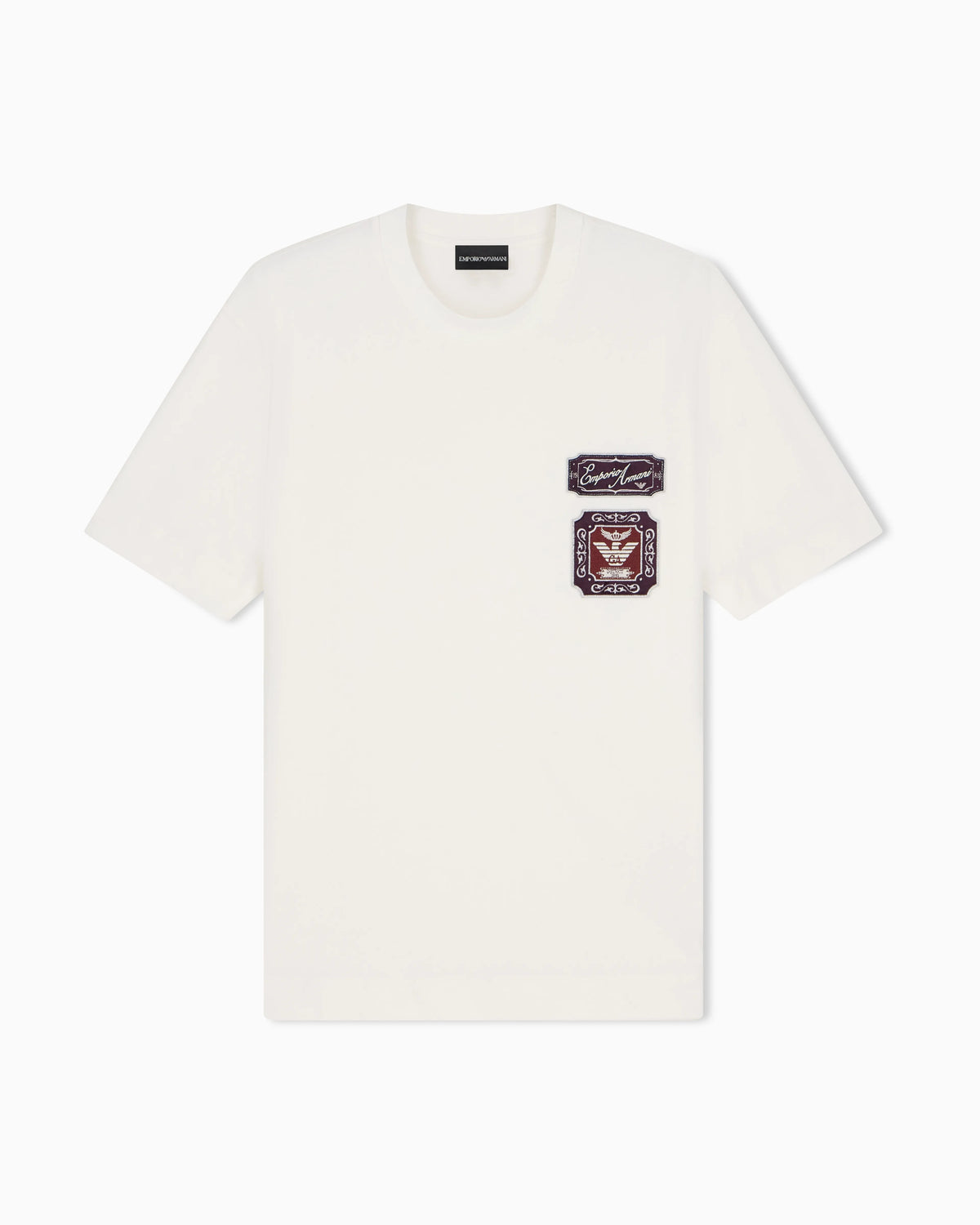 Heavy jersey T-shirt with embroidered logo patch