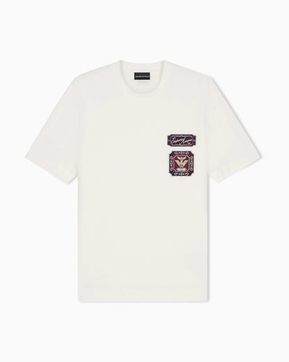 Heavy jersey T-shirt with embroidered logo patch