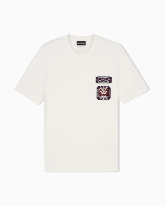 Heavy jersey T-shirt with embroidered logo patch