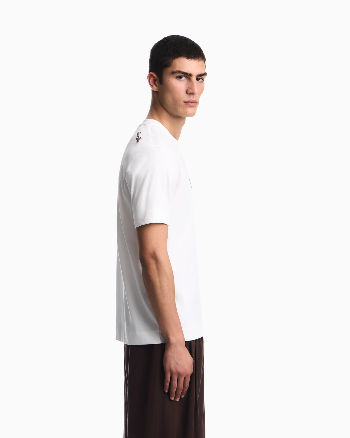 Heavy jersey T-shirt with embroidered logo patch