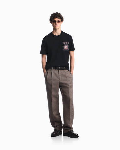 Heavy jersey T-shirt with embroidered logo patch
