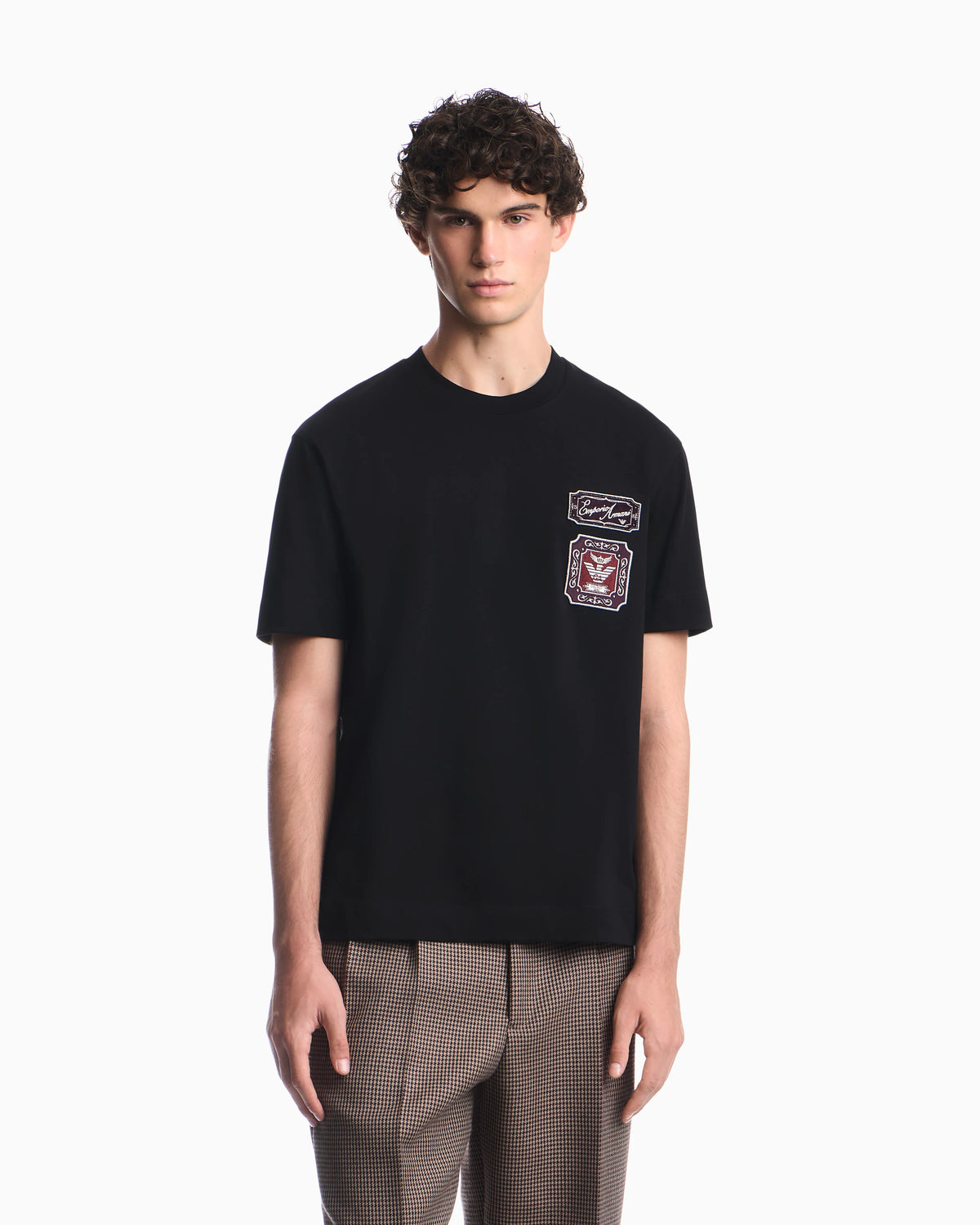 Heavy jersey T-shirt with embroidered logo patch