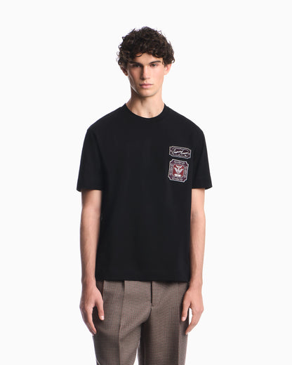 Heavy jersey T-shirt with embroidered logo patch