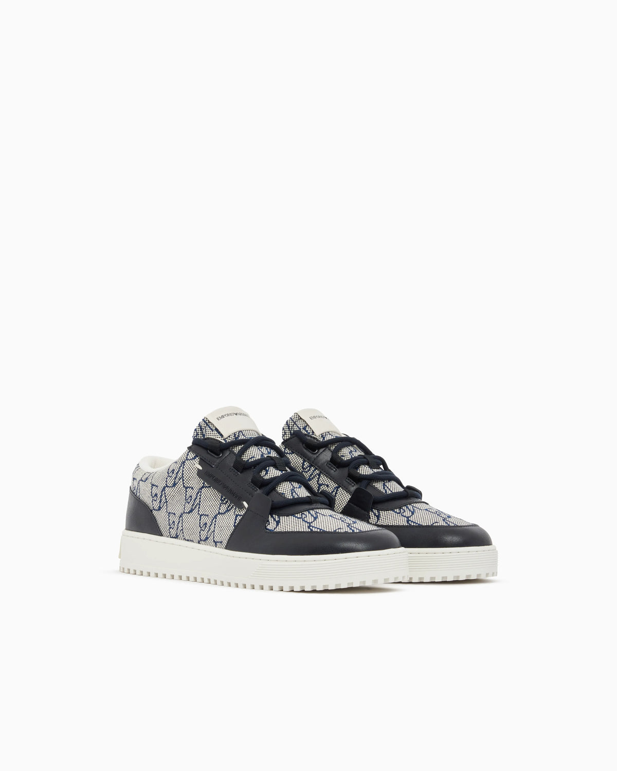 Sneakers in canvas and leather with an all-over logo pattern