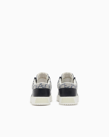 Sneakers in canvas and leather with an all-over logo pattern