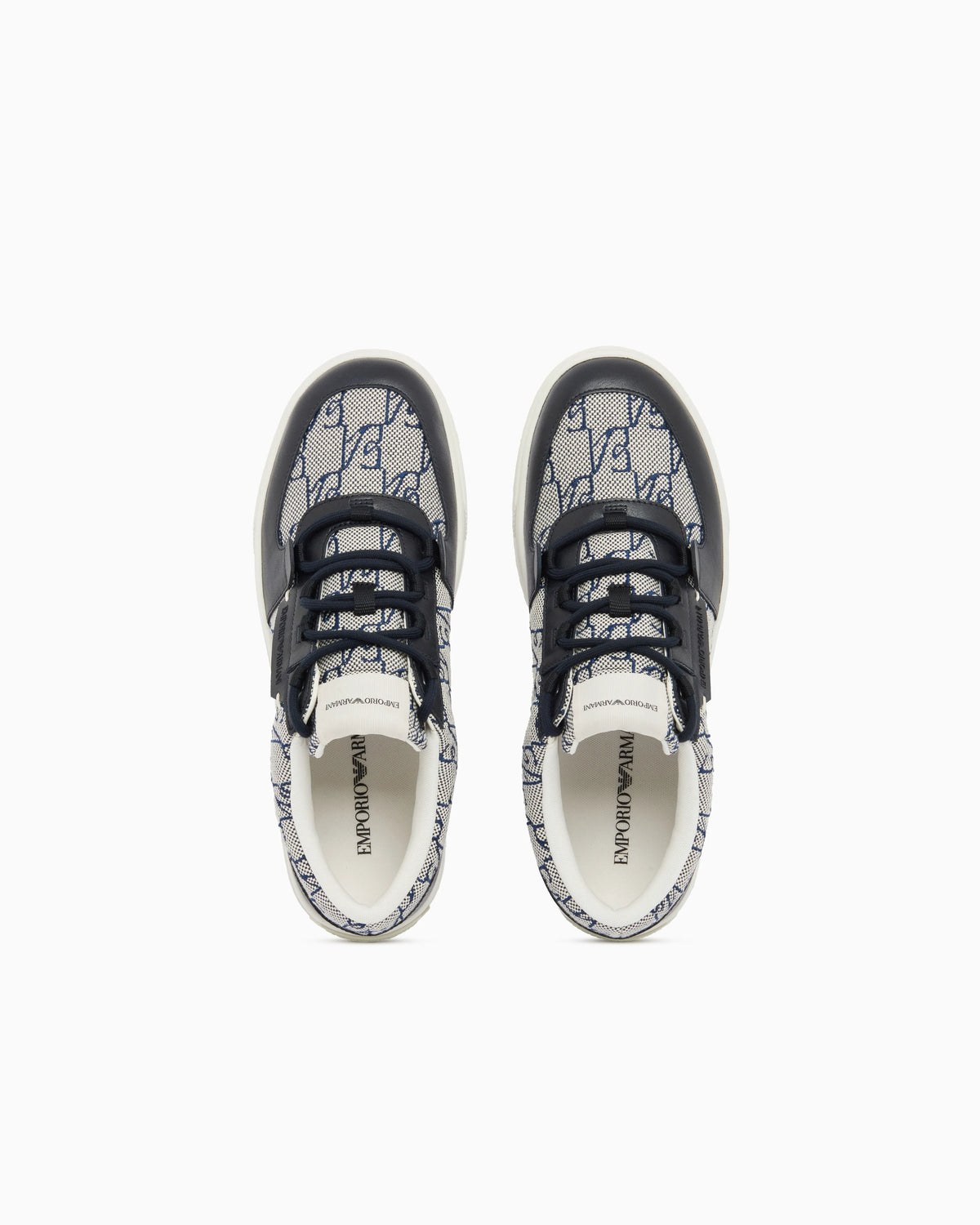 Sneakers in canvas and leather with an all-over logo pattern