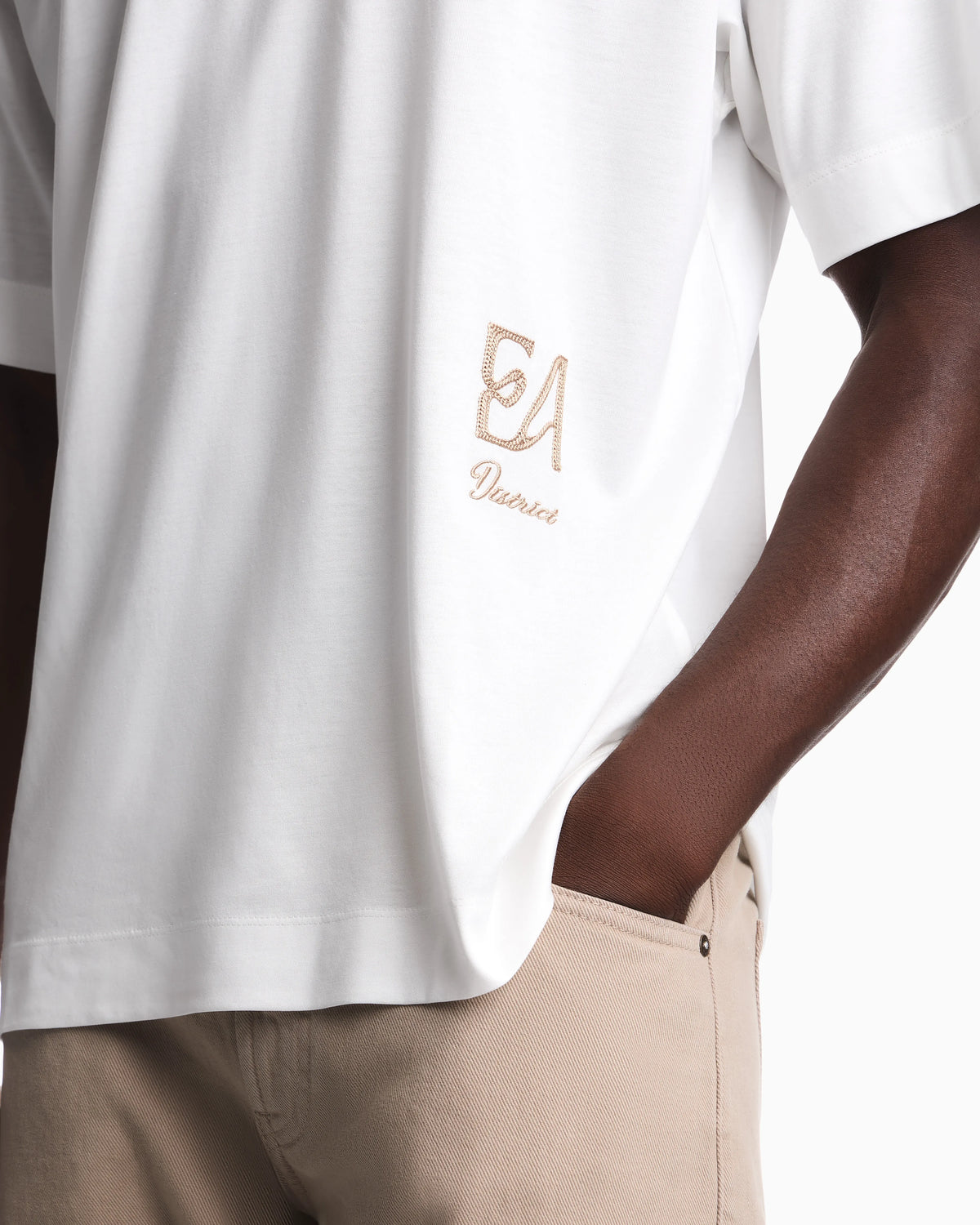 T-shirt in lyocell blend jersey with chain stitch logo