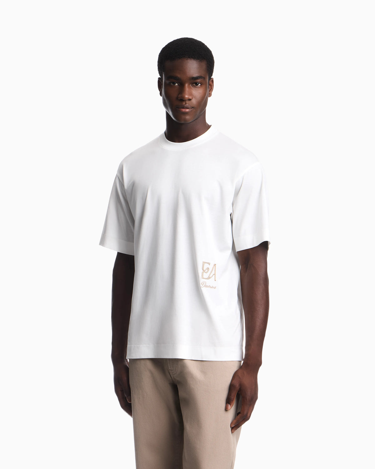 T-shirt in lyocell blend jersey with chain stitch logo