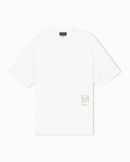 T-shirt in lyocell blend jersey with chain stitch logo