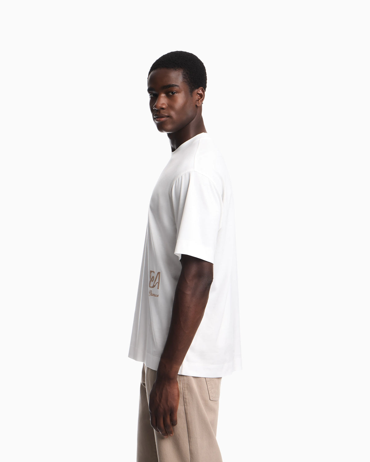 T-shirt in lyocell blend jersey with chain stitch logo
