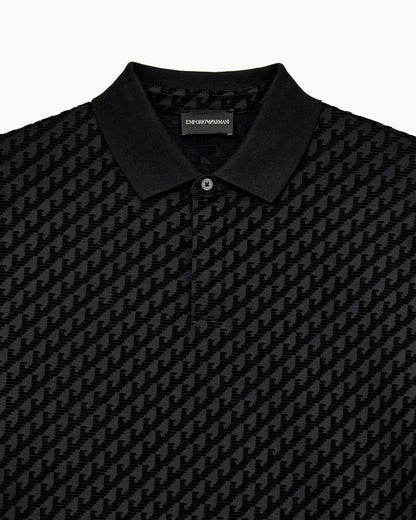 Polo shirt in lyocell blend with all-over logo