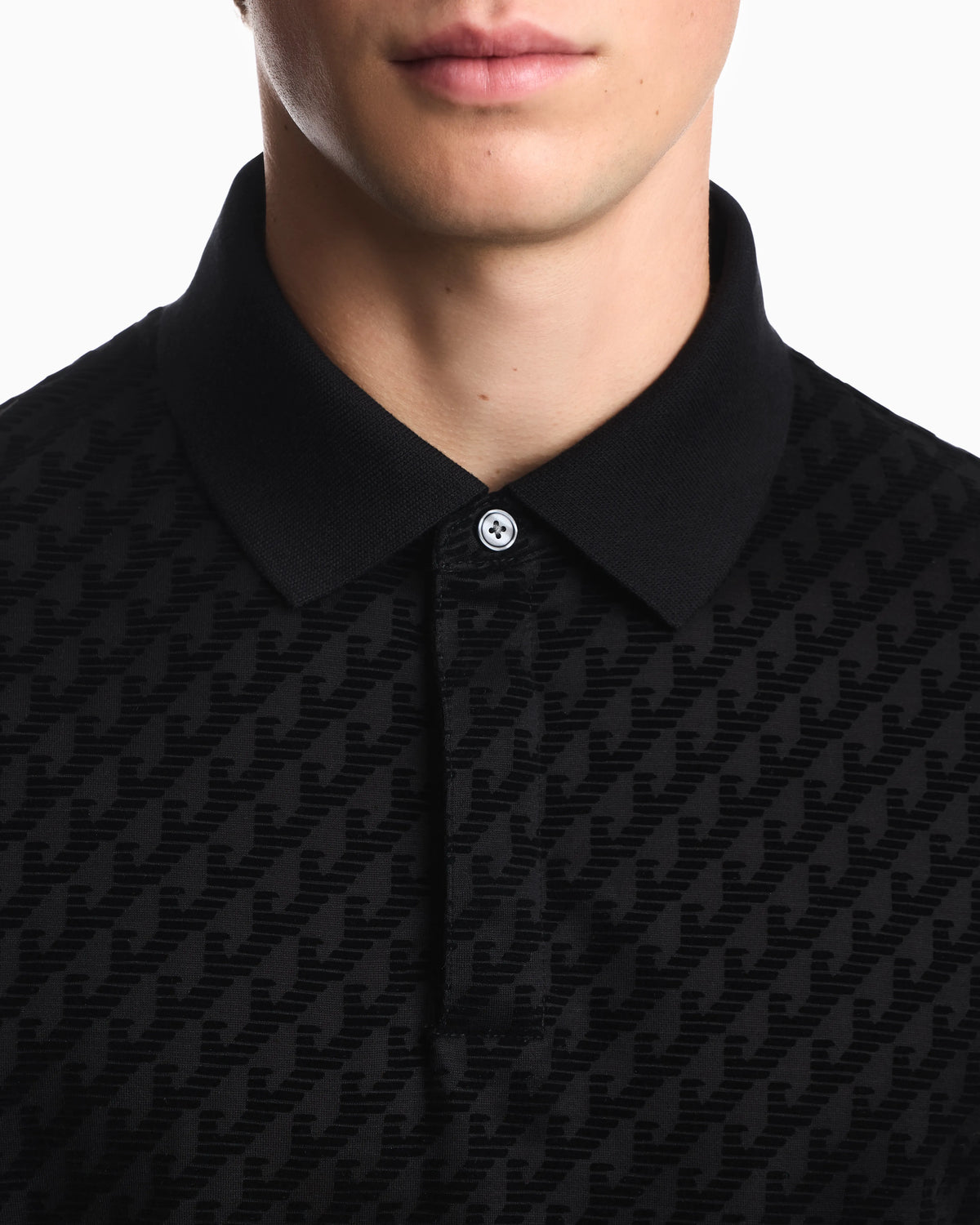 Polo shirt in lyocell blend with all-over logo