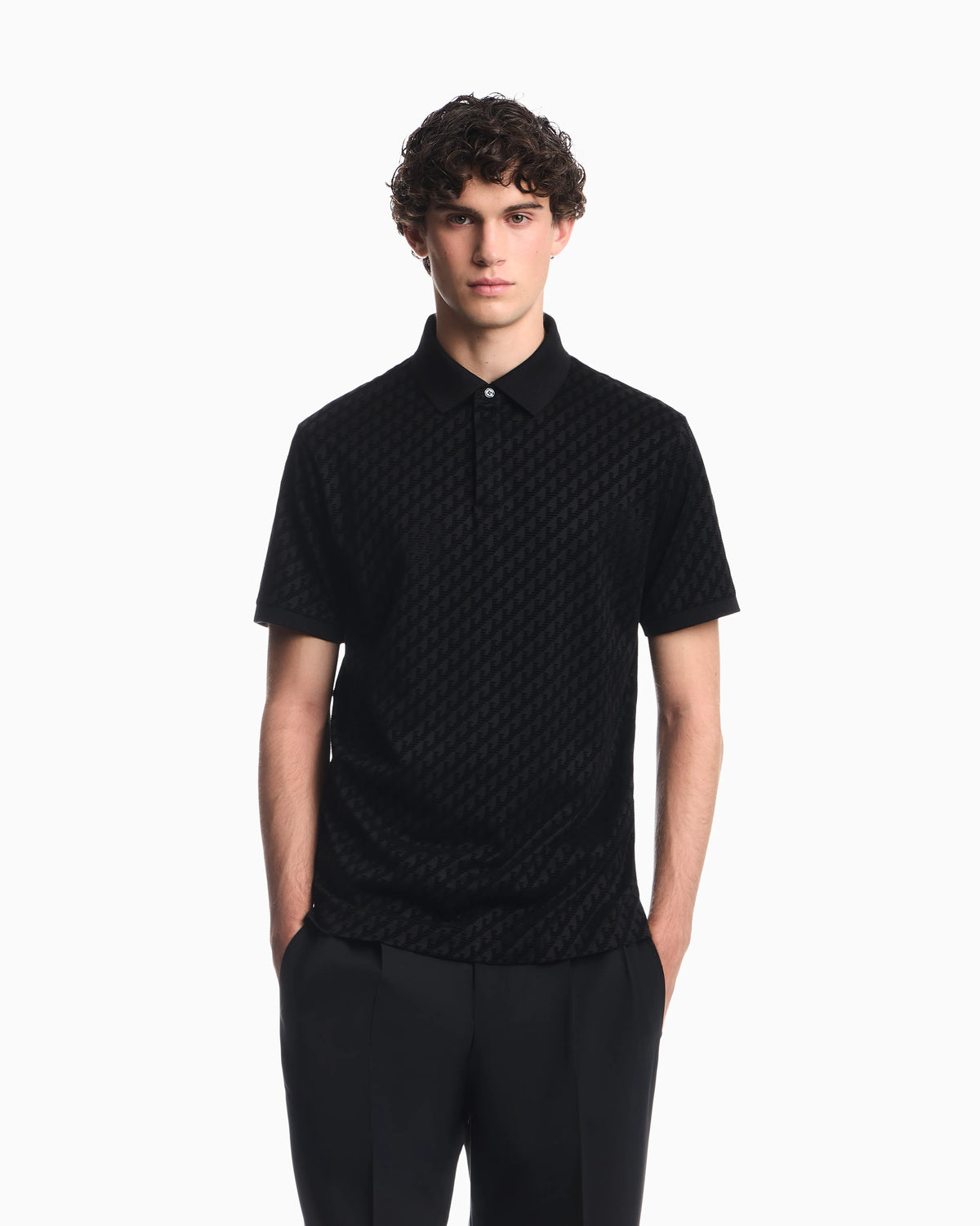 Polo shirt in lyocell blend with all-over logo