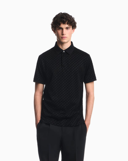 Polo shirt in lyocell blend with all-over logo