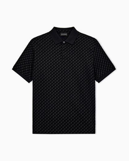 Polo shirt in lyocell blend with all-over logo