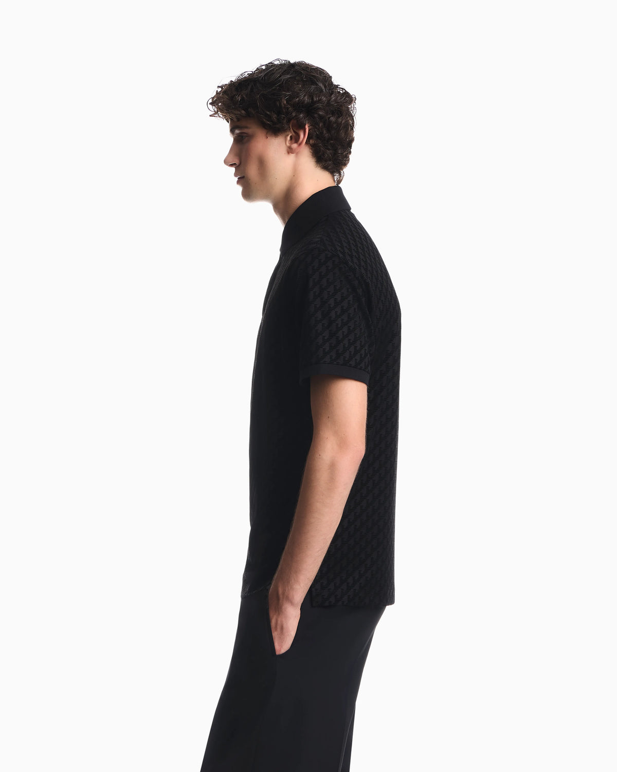 Polo shirt in lyocell blend with all-over logo