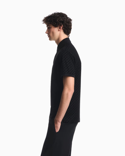 Polo shirt in lyocell blend with all-over logo