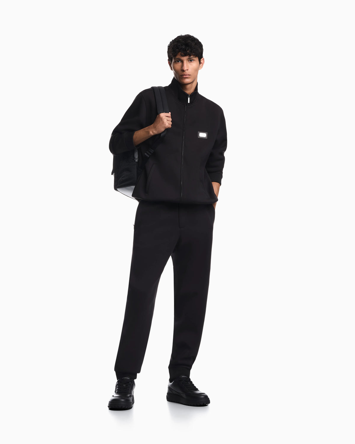 Modal fleece jogger trousers with ribbed cuffs