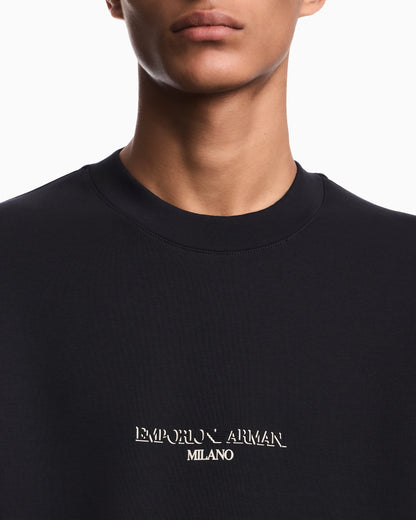 Double jersey sweatshirt with contrasting logo