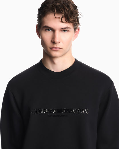 Double jersey sweatshirt with contrasting logo