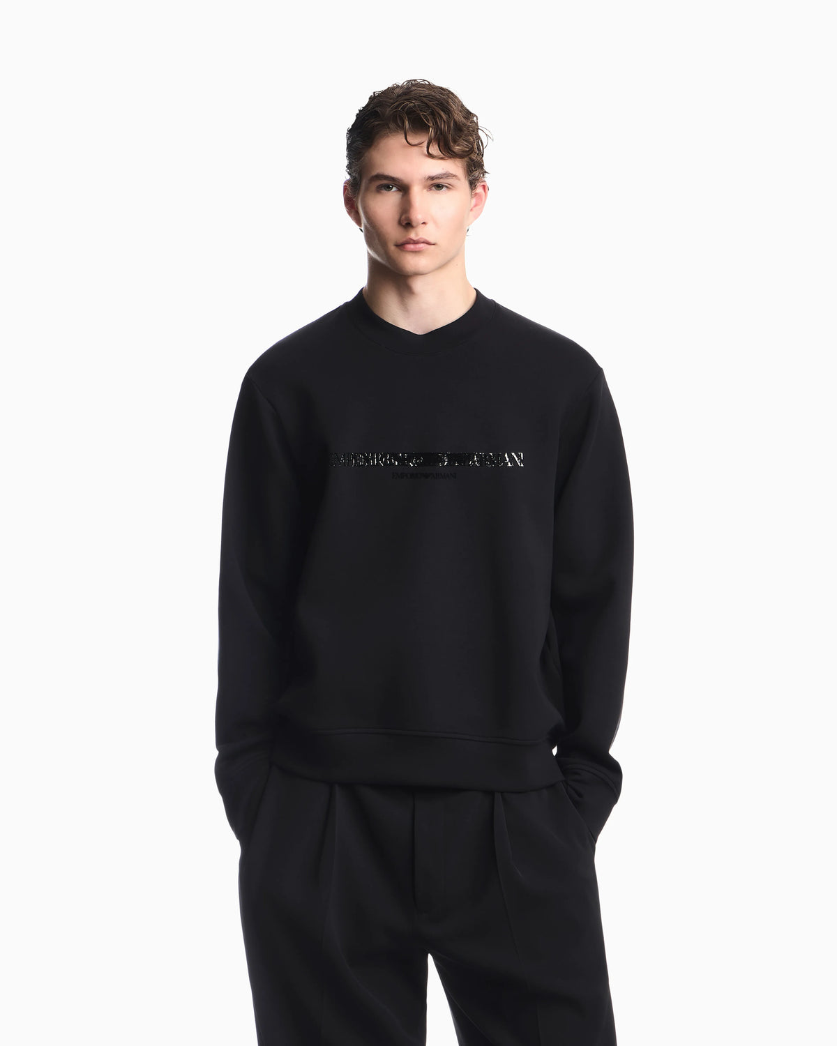 Double jersey sweatshirt with contrasting logo