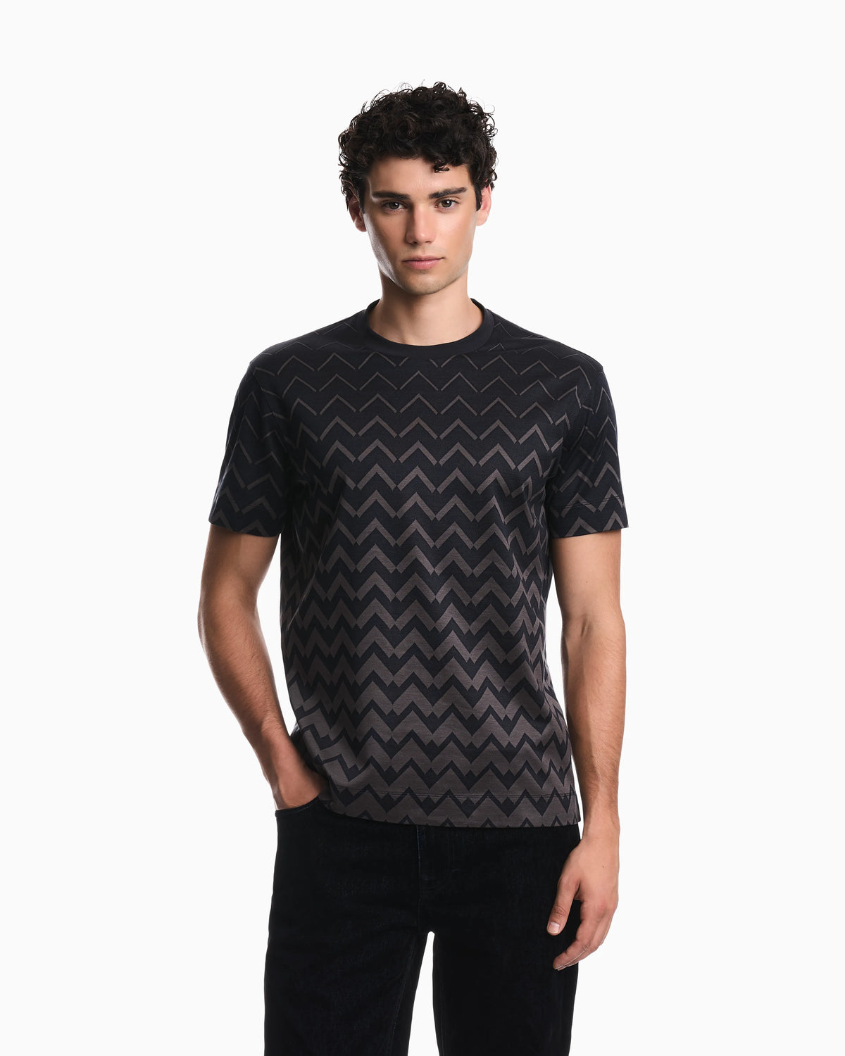 Jersey jacquard T-shirt in lyocell blend Signature Capsule