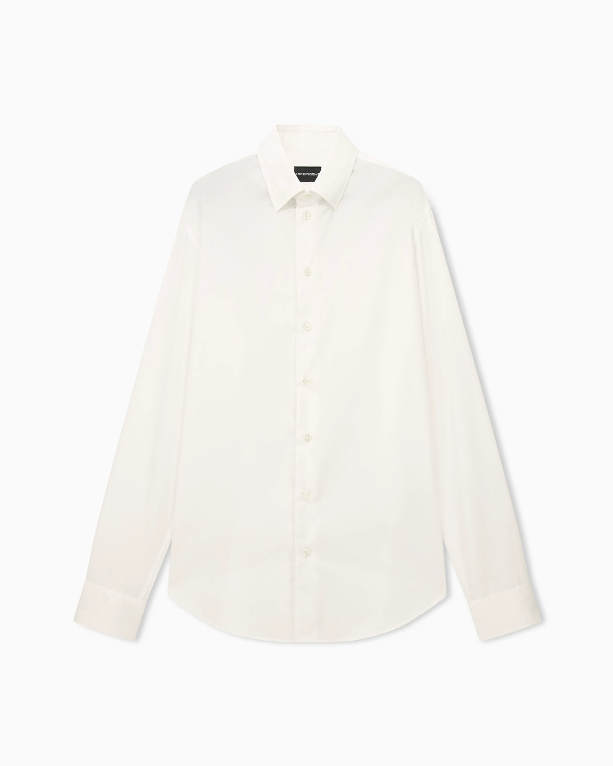 Cotton dress shirt with a pointed collar and long sleeves