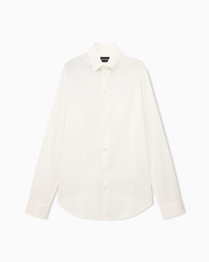 Cotton dress shirt with a pointed collar and long sleeves