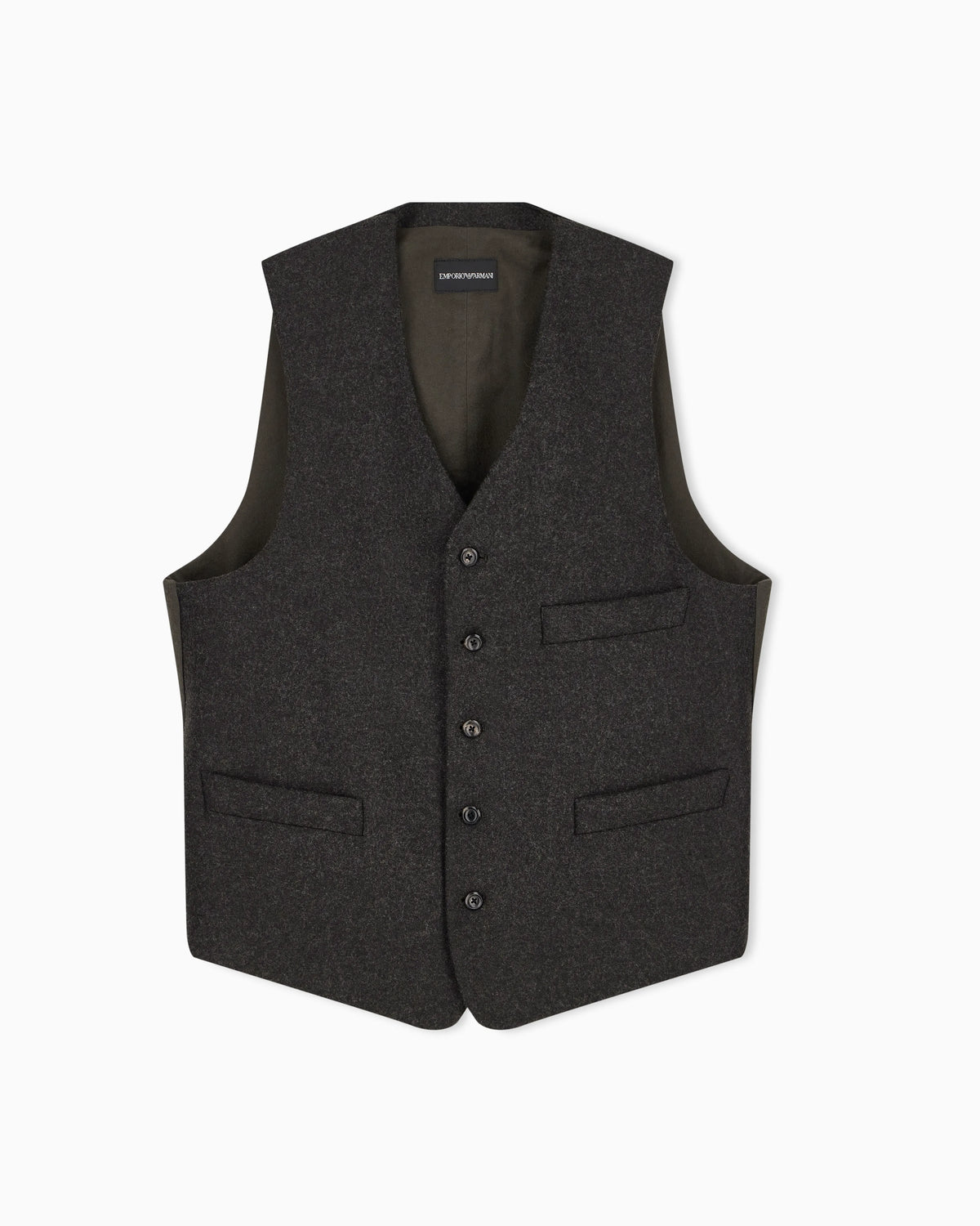 Lined waistcoat in compact wool blend flannel