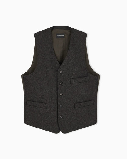 Lined waistcoat in compact wool blend flannel