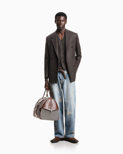 Tailored double-breasted blazer in compact wool flannel