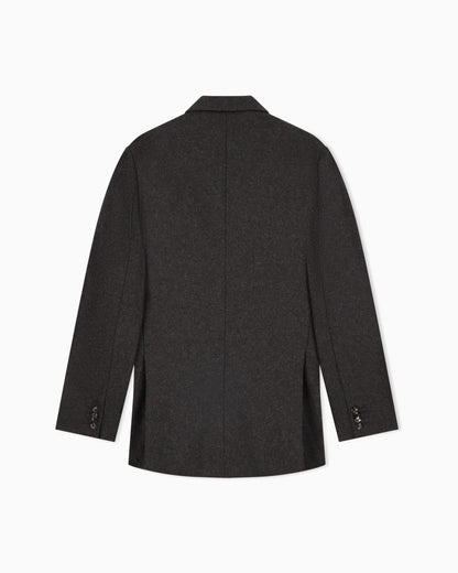 Tailored double-breasted blazer in compact wool flannel
