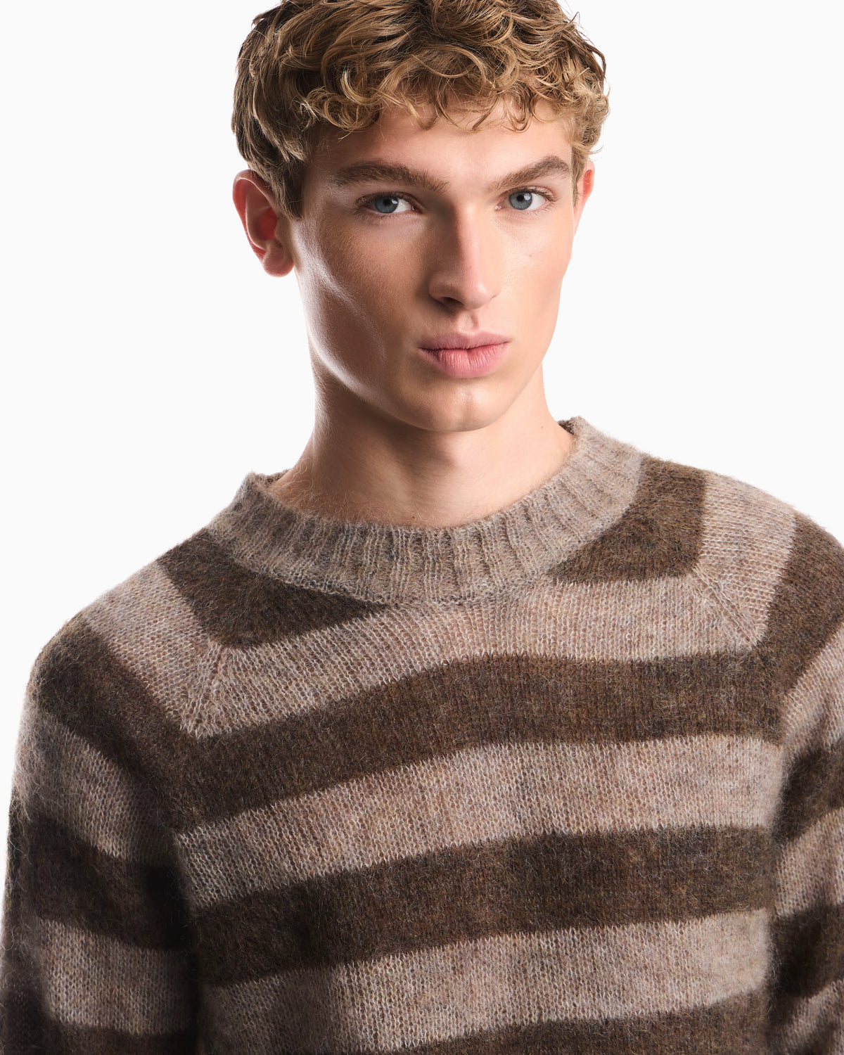 Striped mohair wool blend sweater