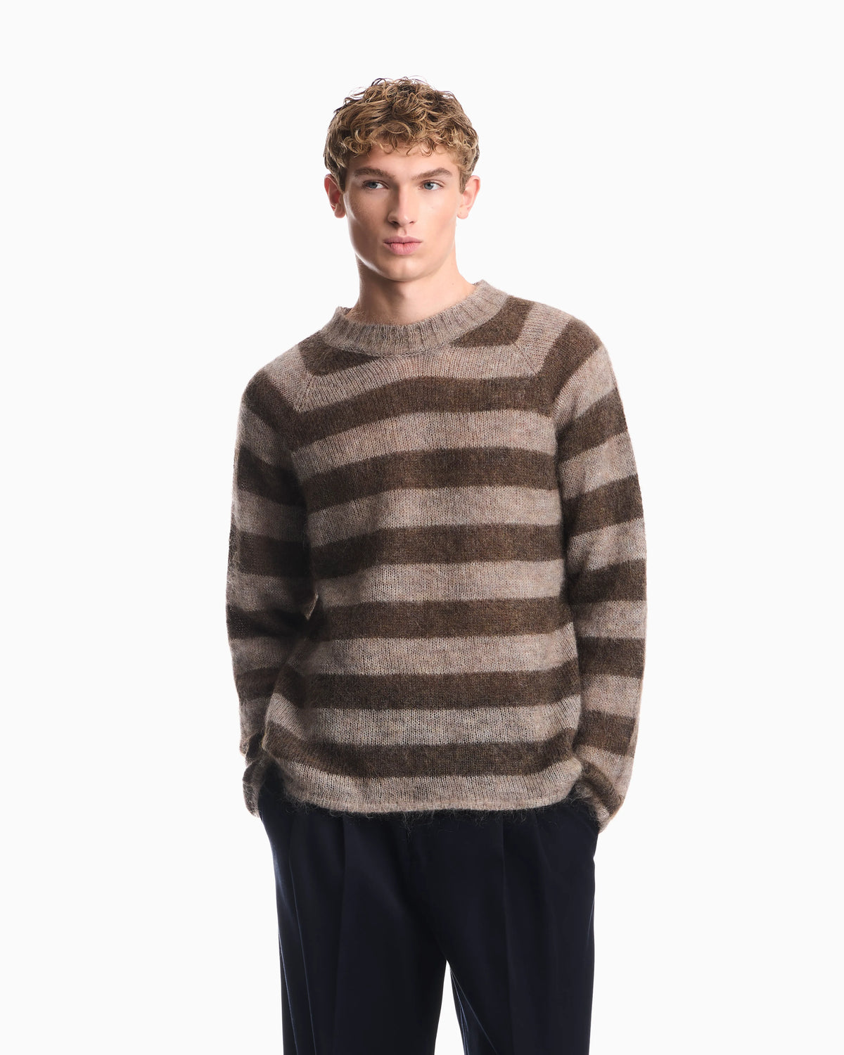 Striped mohair wool blend sweater