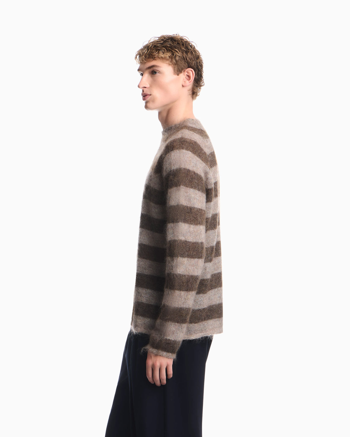 Striped mohair wool blend sweater