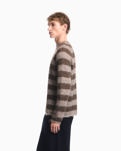 Striped mohair wool blend sweater