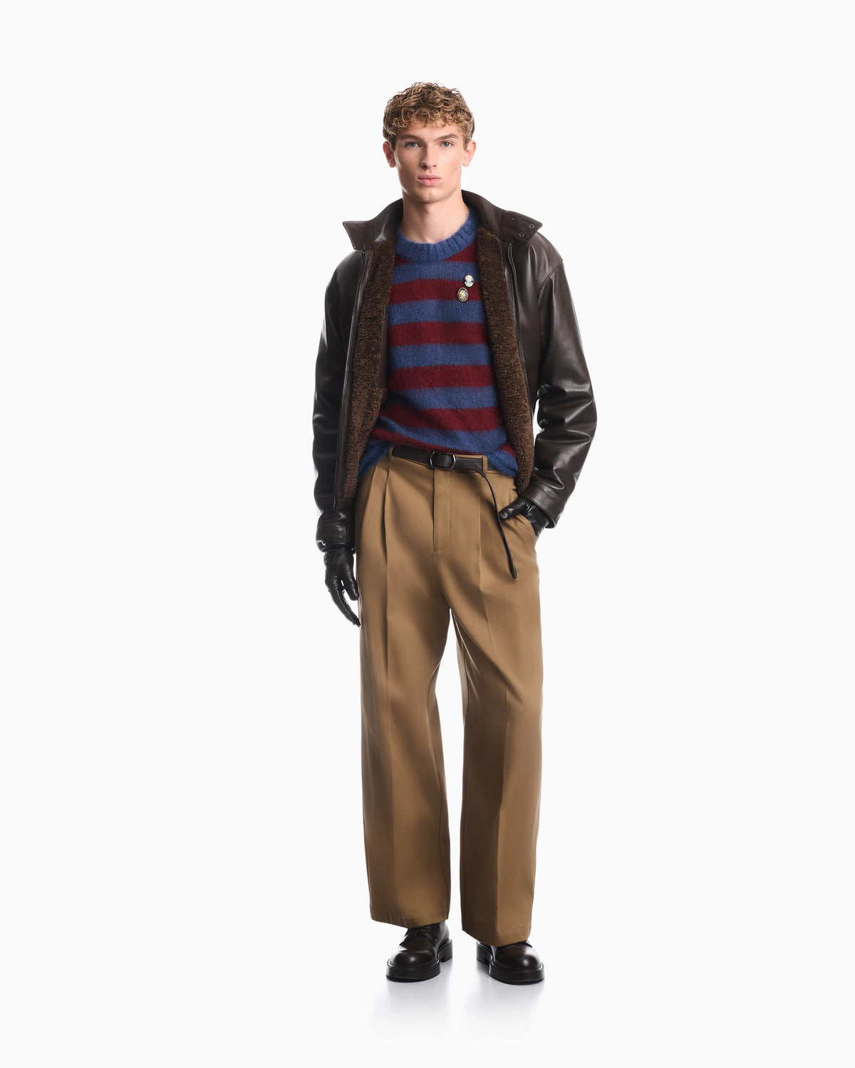 Striped mohair wool blend sweater