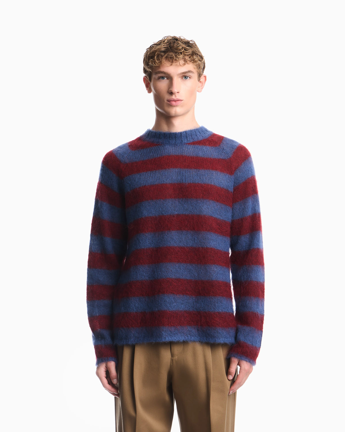 Striped mohair wool blend sweater